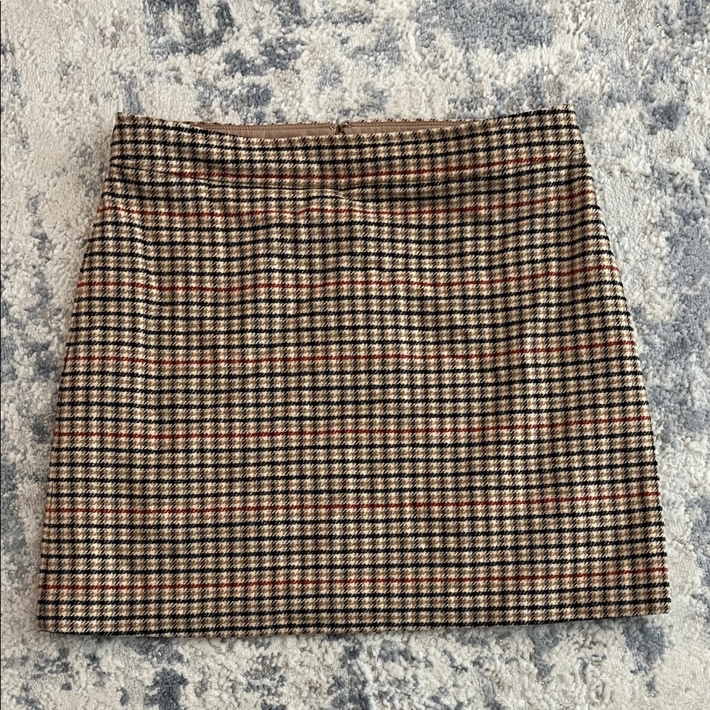 J. Crew Factory Tan and Black Checkered Mini Skirt
